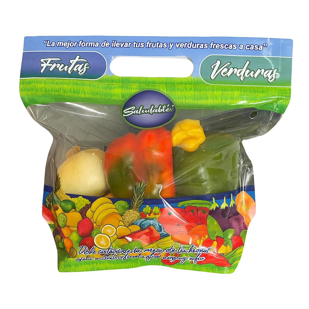 Bolsas transparente ventilada, para frutas y verduras (uvas, manzanas, peras, mangos, etc.), cierre tipo Ziplok, libres de BPA, paquete de 500, medidas10 x 104 cm, 50 micrones de espesor.