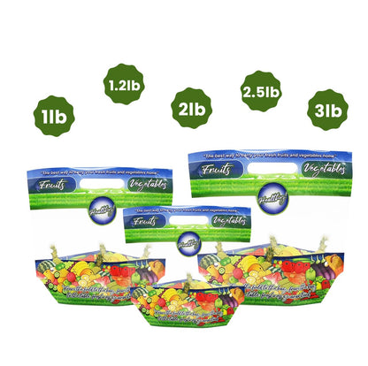 Bolsas transparente ventilada, para frutas y verduras (uvas, manzanas, peras, mangos, etc.), cierre tipo Ziplok, libres de BPA,  paquete de 500, medidas10 x 104 cm, 50 micrones de espesor.