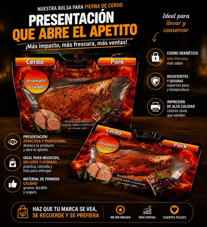 Bolsas para Pernil, Paleta, Costillas, Chicharrón Asada o Rostizada • 100 unidades